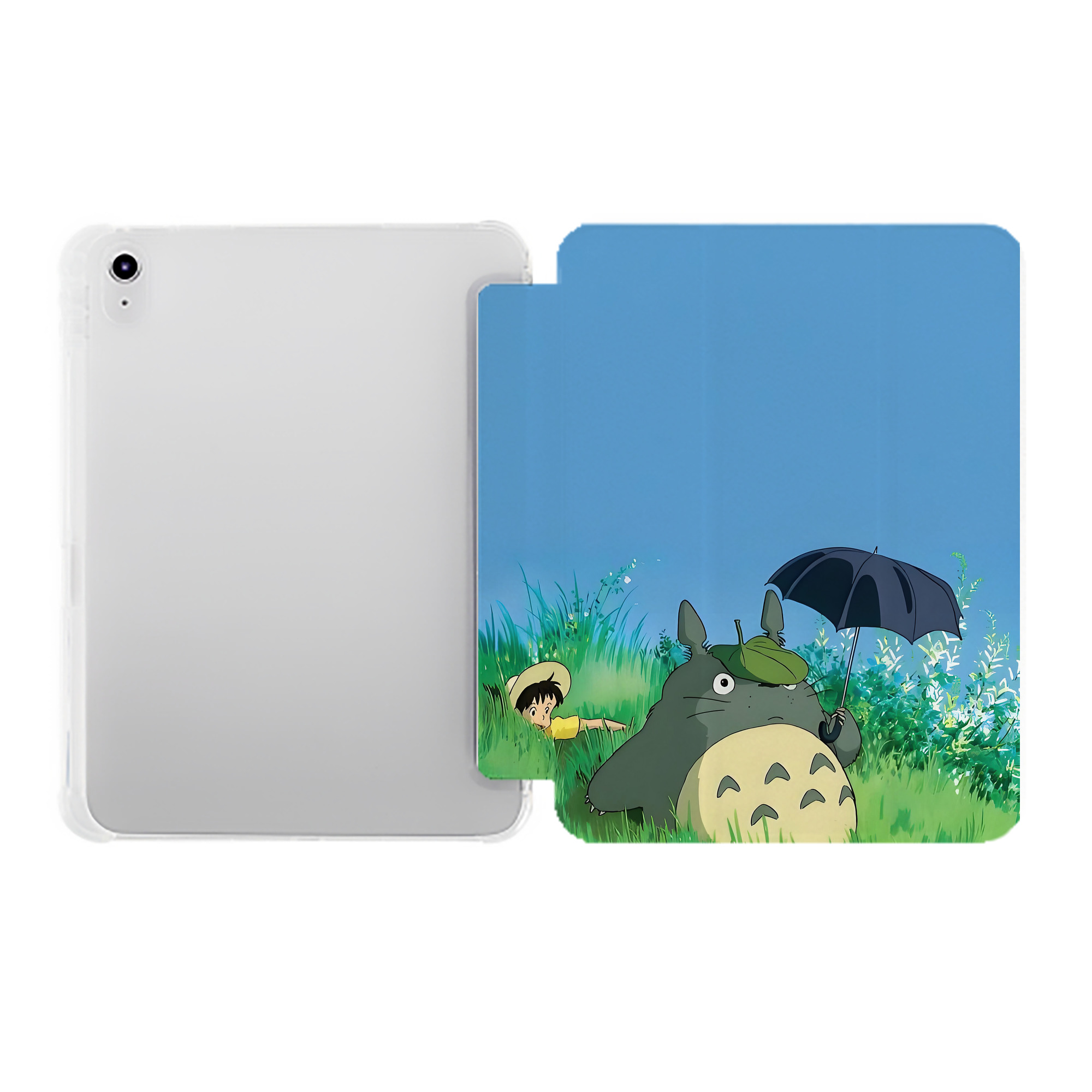 （画像用） となりのトトロ 草壁メイ 草壁サツキ My Neighbor Totoro Satsuki Kusakabe Mei Kusakabe IPad ケース ペン収納付き 三つ折りスタンド PUレザー×シリコン 対応機種9.5/10.5/10.9インチ